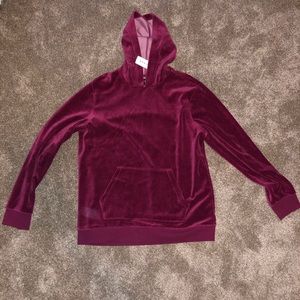 maroon velvet hoodie